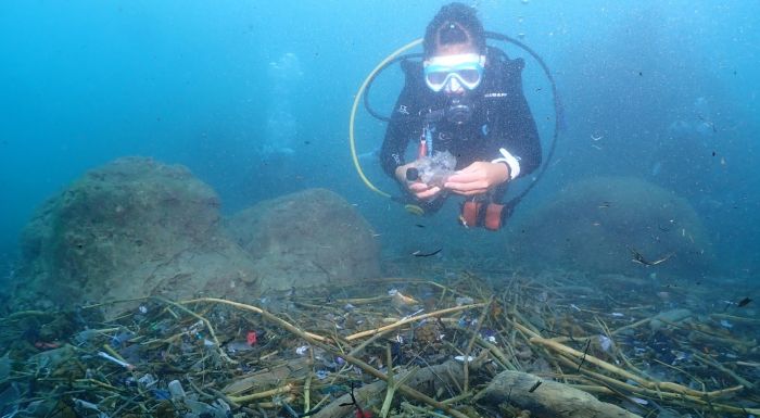 潛水隊兩天撈起4000多片塑膠碎片 隊員感嘆：連墾丁都變成味增湯